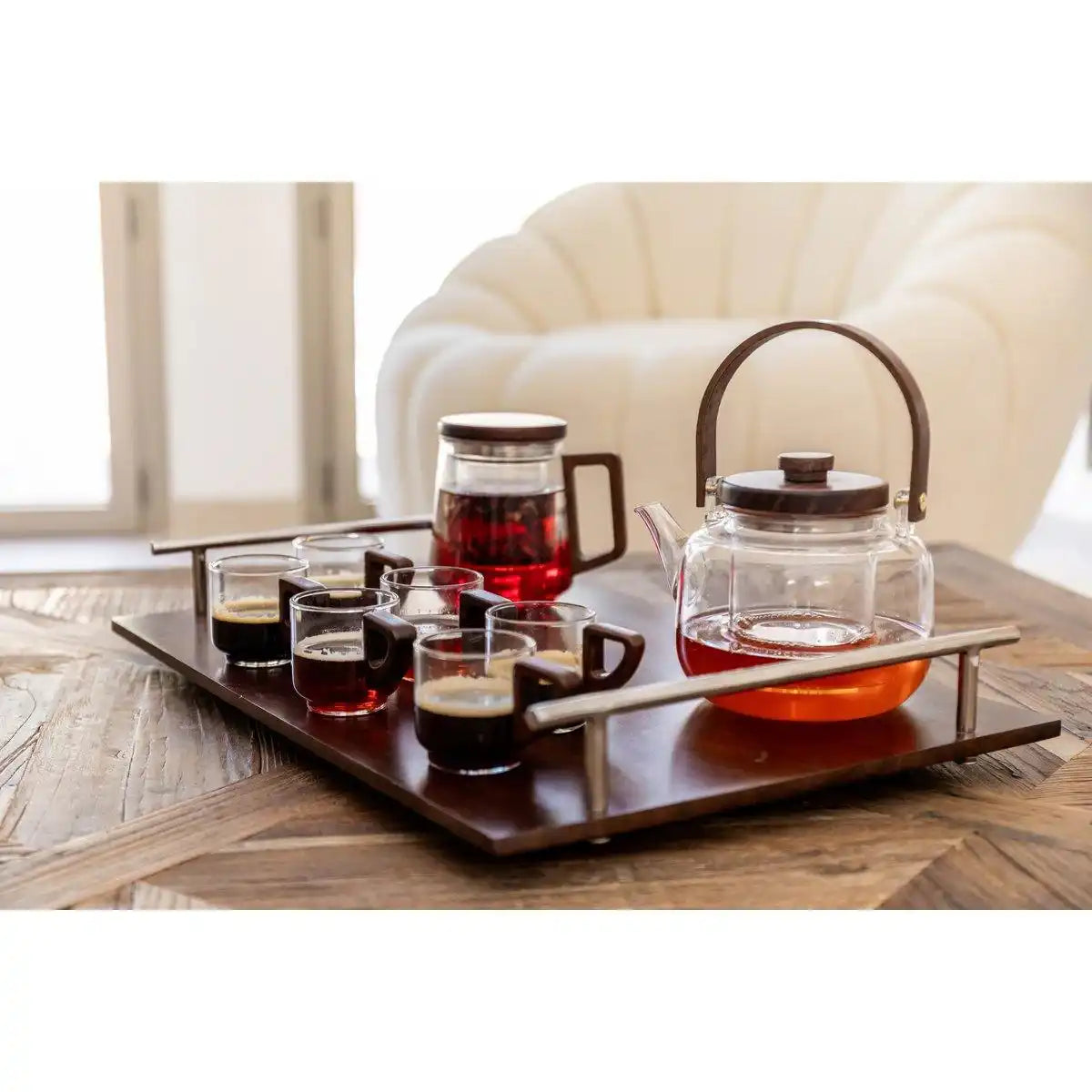 TEEKANNE AUS GLAS MIT HOLZGRIFF 17X14,8X12,5CM - HomeDesign Knaus