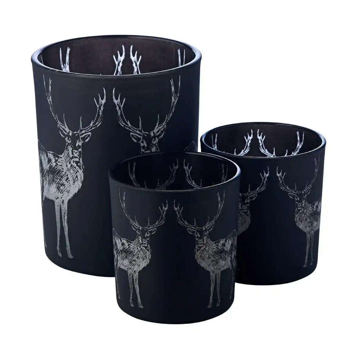 Teelicht 2er Set Hirsch H 8 cm matt-schwarz - HomeDesign Knaus