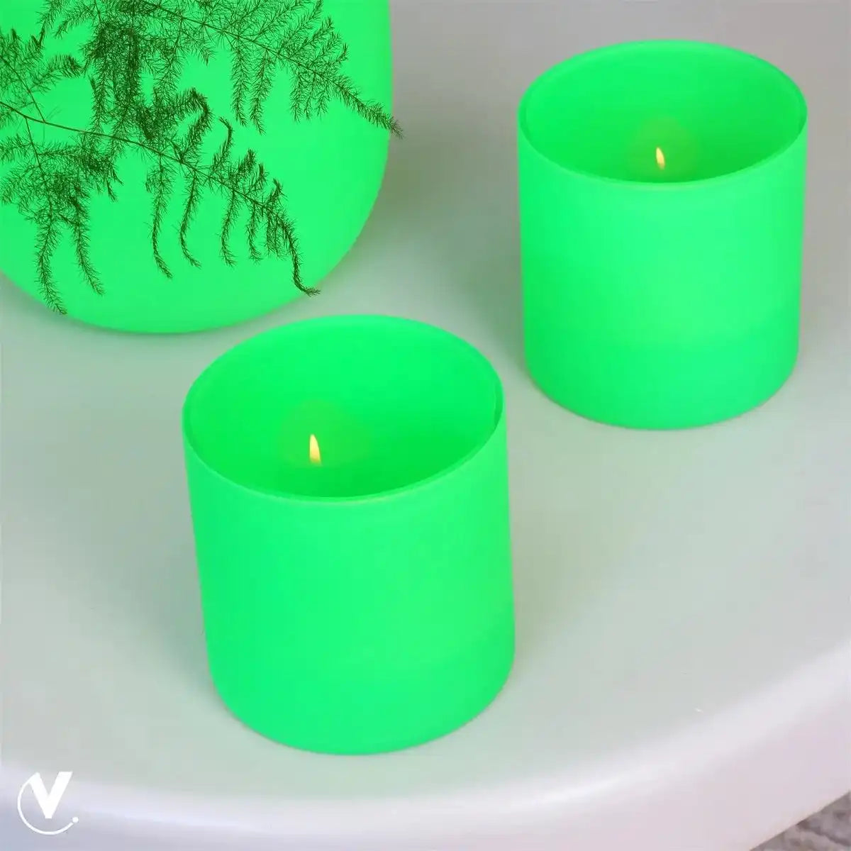 Teelicht 2er Set Neon Grün 12 cm - HomeDesign Knaus