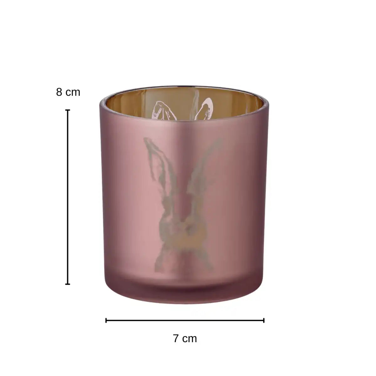 Teelicht Hase rosé & goldfarben Ø 7 cm, H 8 cm - HomeDesign Knaus