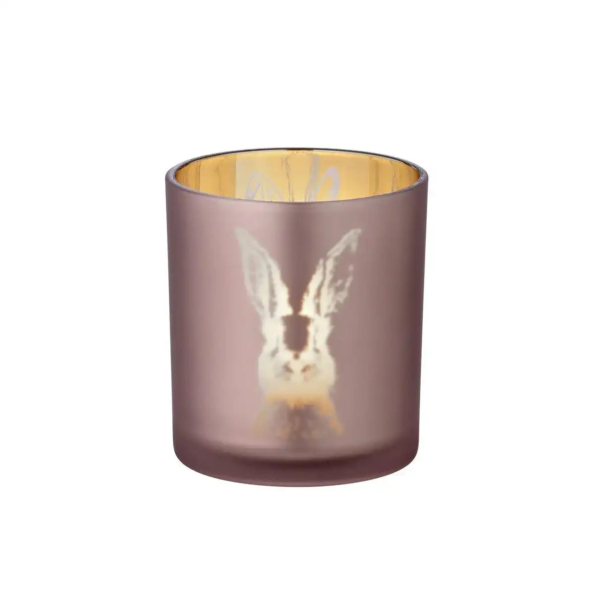 Teelicht Hase rosé & goldfarben Ø 7 cm, H 8 cm - HomeDesign Knaus