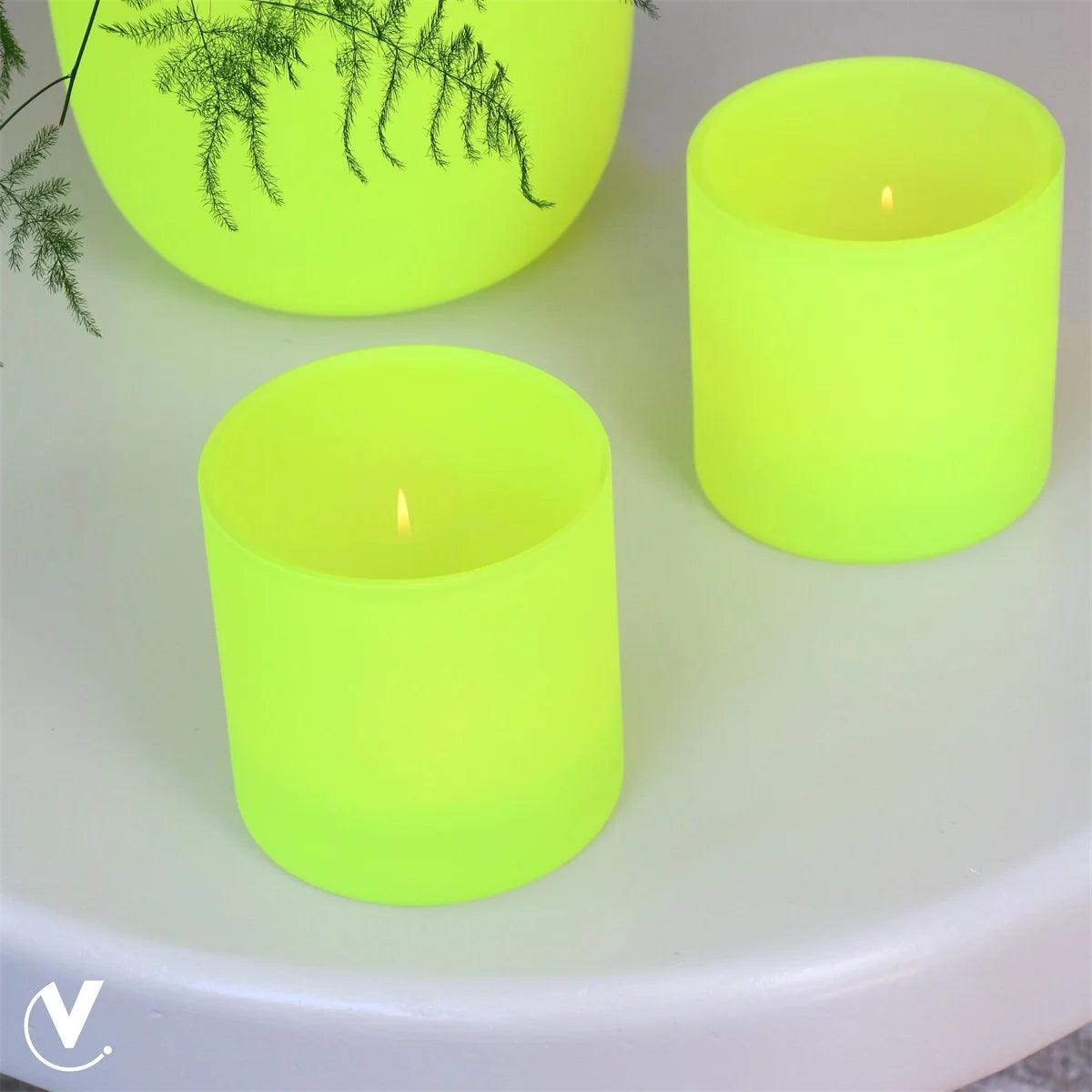 Teelichter 2er Set Neon Gelb 12 cm - HomeDesign Knaus