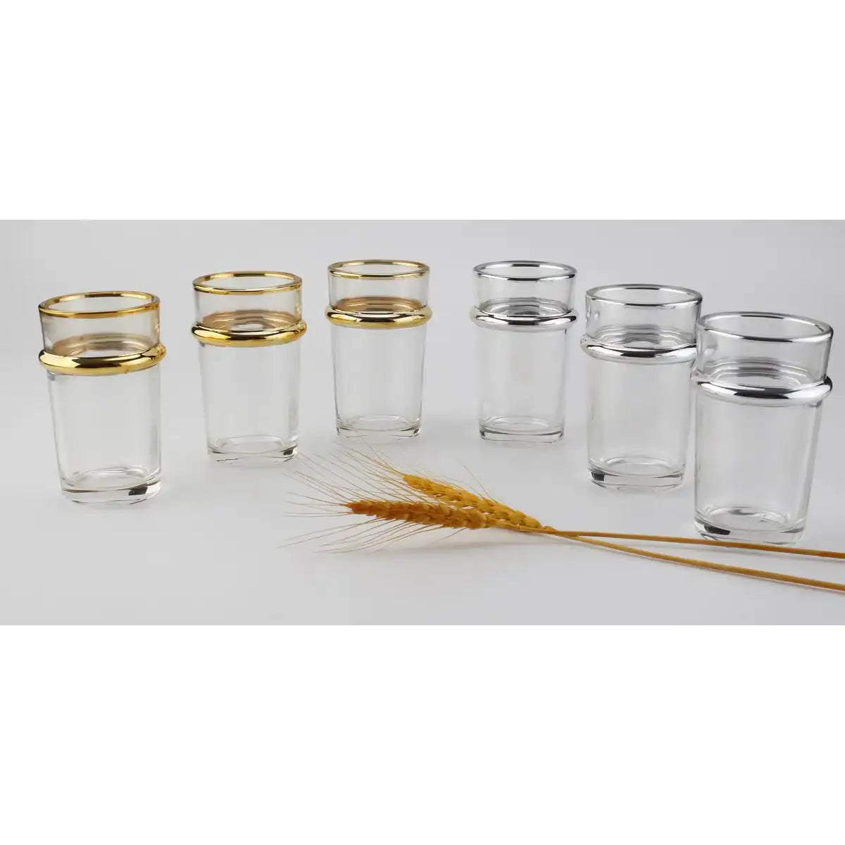Teetassen aus Glas mit silbernem Rand, 175 ml – 6er-Set - HomeDesign Knaus