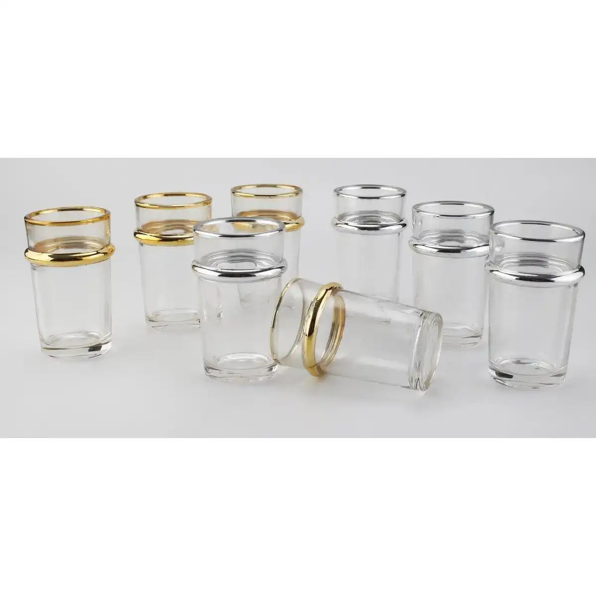 Teetassen aus Glas mit silbernem Rand, 175 ml – 6er-Set - HomeDesign Knaus