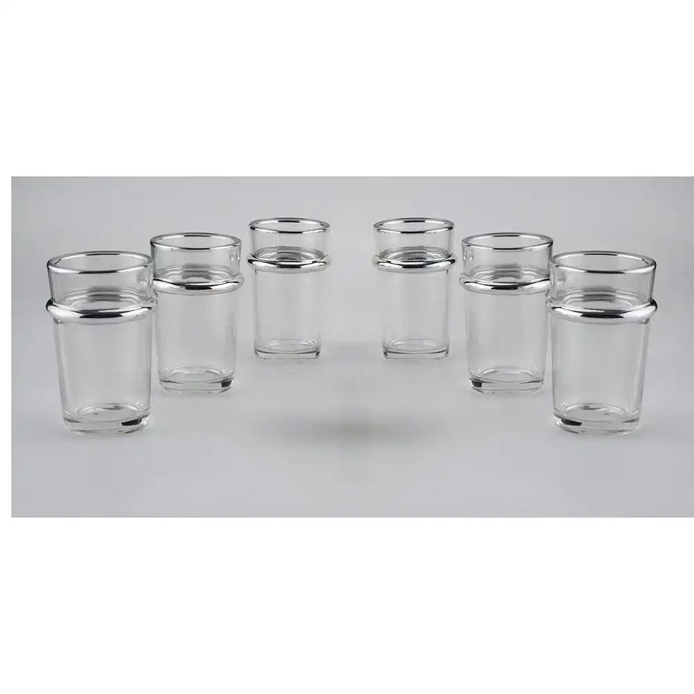 Teetassen aus Glas mit silbernem Rand, 175 ml – 6er-Set - HomeDesign Knaus