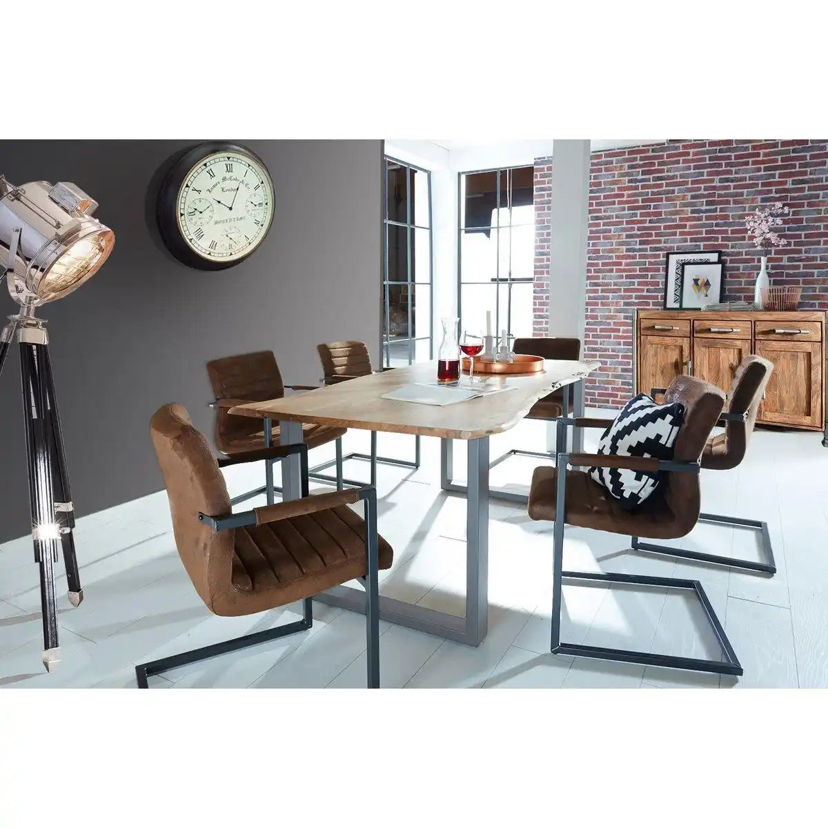 Tisch 140 x 80 cm, Platte natur, Gestell silber - HomeDesign Knaus
