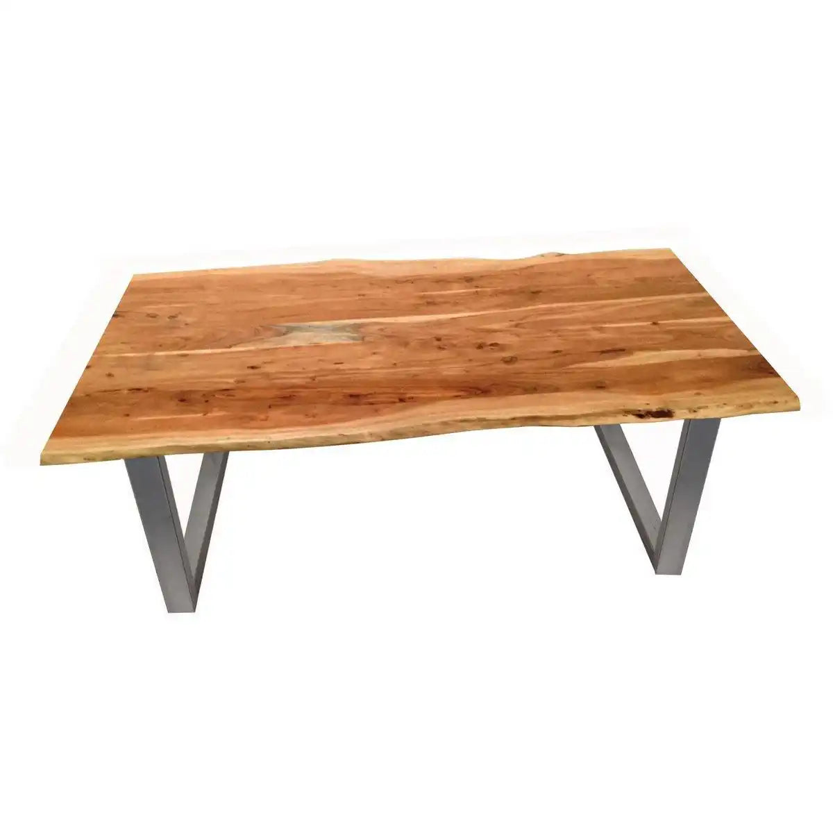 Tisch 140 x 80 cm, Platte natur, Gestell silber - HomeDesign Knaus
