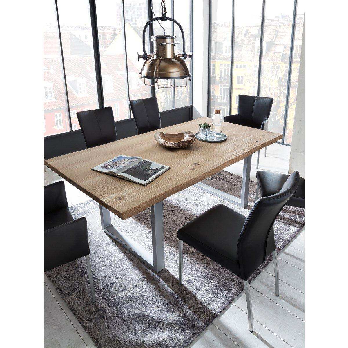 Tisch 140x80 cm, Wildeiche, silbernes Gestell - HomeDesign Knaus