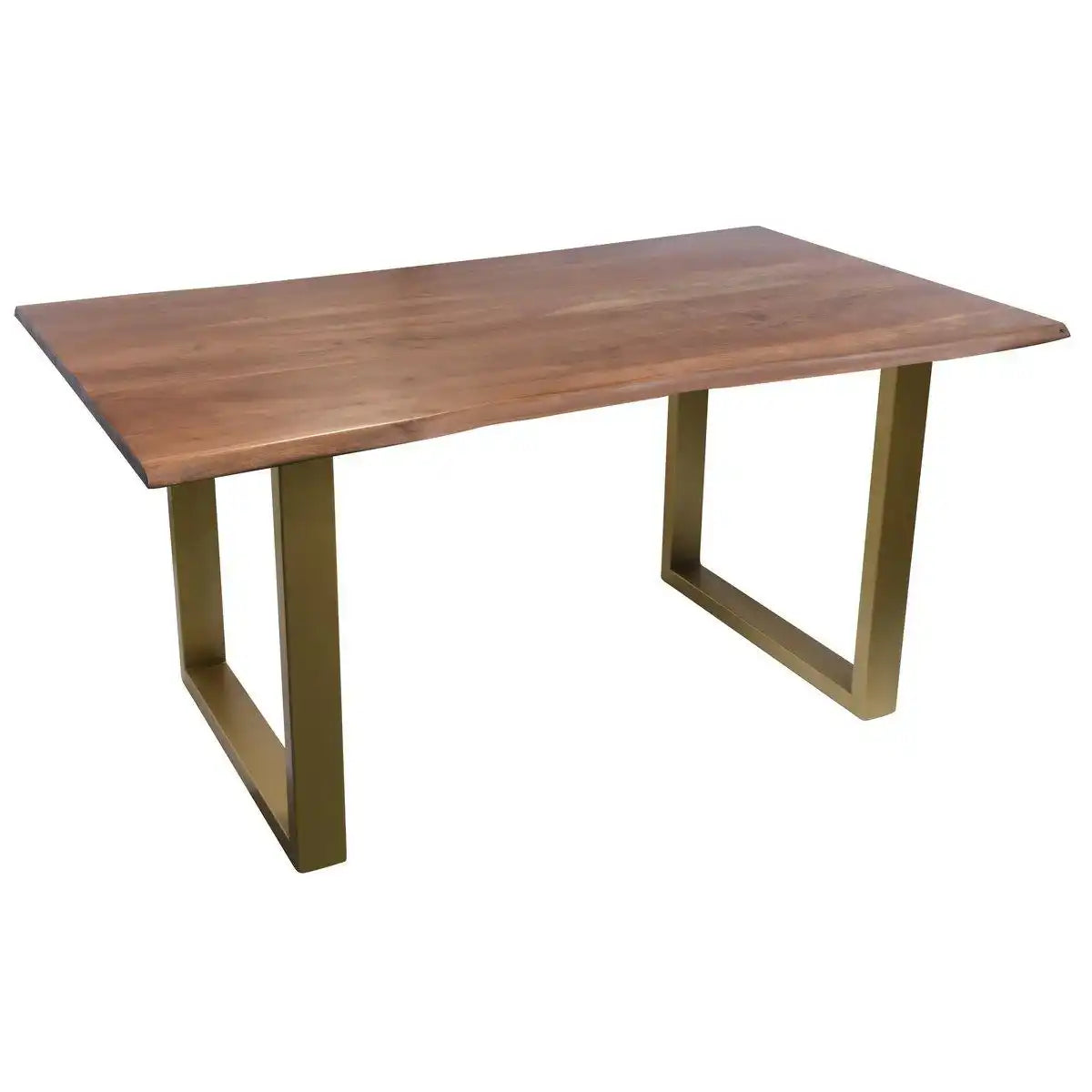 Tisch 160 x 85 cm, Platte nussbaumfarbig, Gestell messingfarbig - HomeDesign Knaus