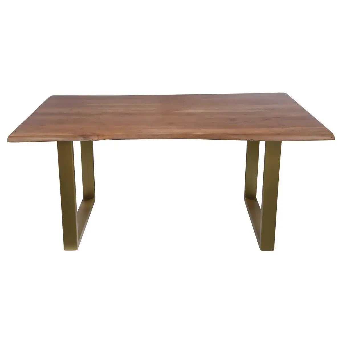 Tisch 160 x 85 cm, Platte nussbaumfarbig, Gestell messingfarbig - HomeDesign Knaus
