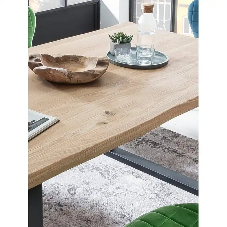Tisch 180x90 cm, Wildeiche, schwarzes Gestell - HomeDesign Knaus