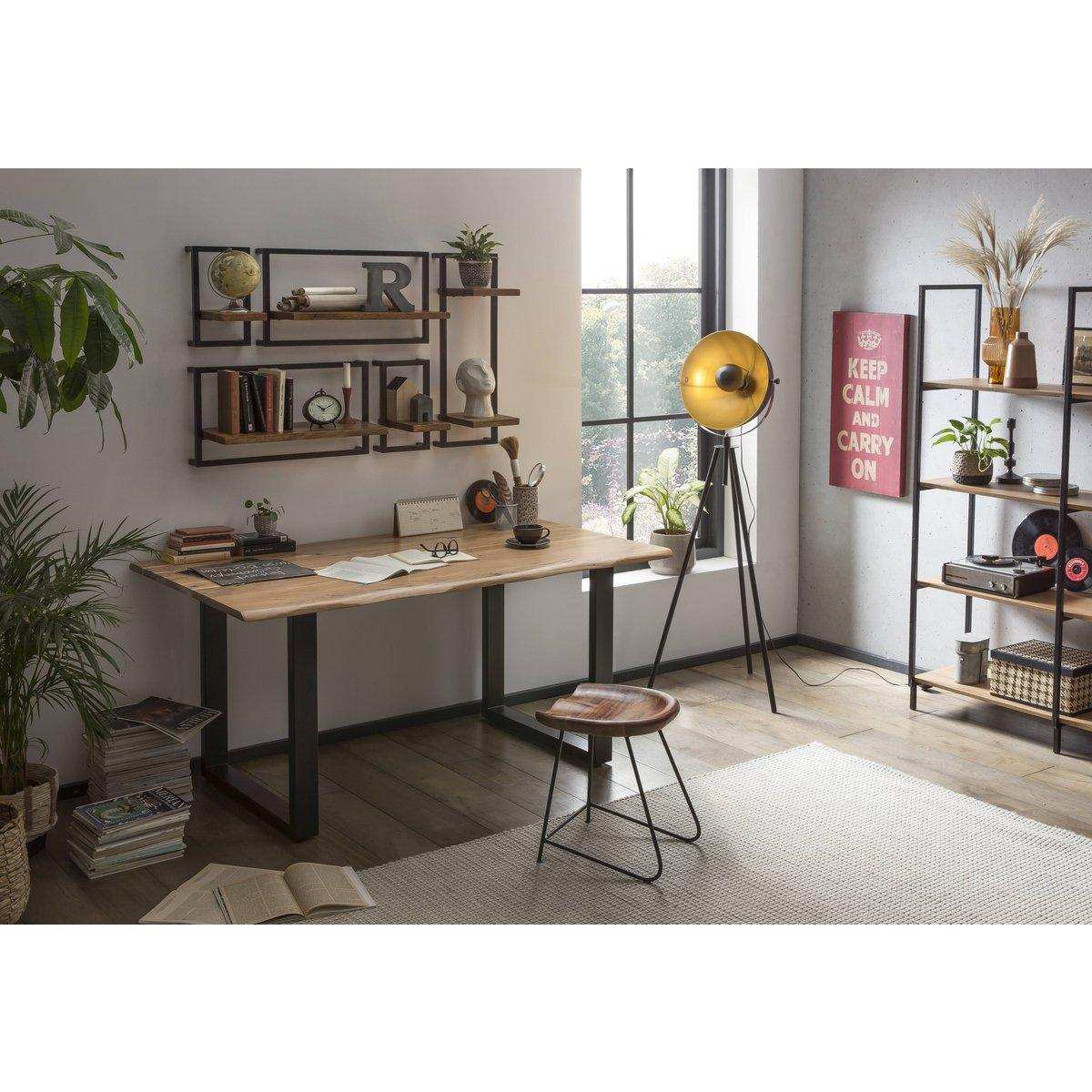 Tisch 220 x 100 cm, Platte natur, Gestell schwarz - HomeDesign Knaus