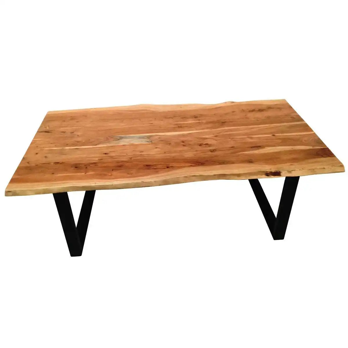 Tisch 220 x 100 cm, Platte natur, Gestell schwarz - HomeDesign Knaus