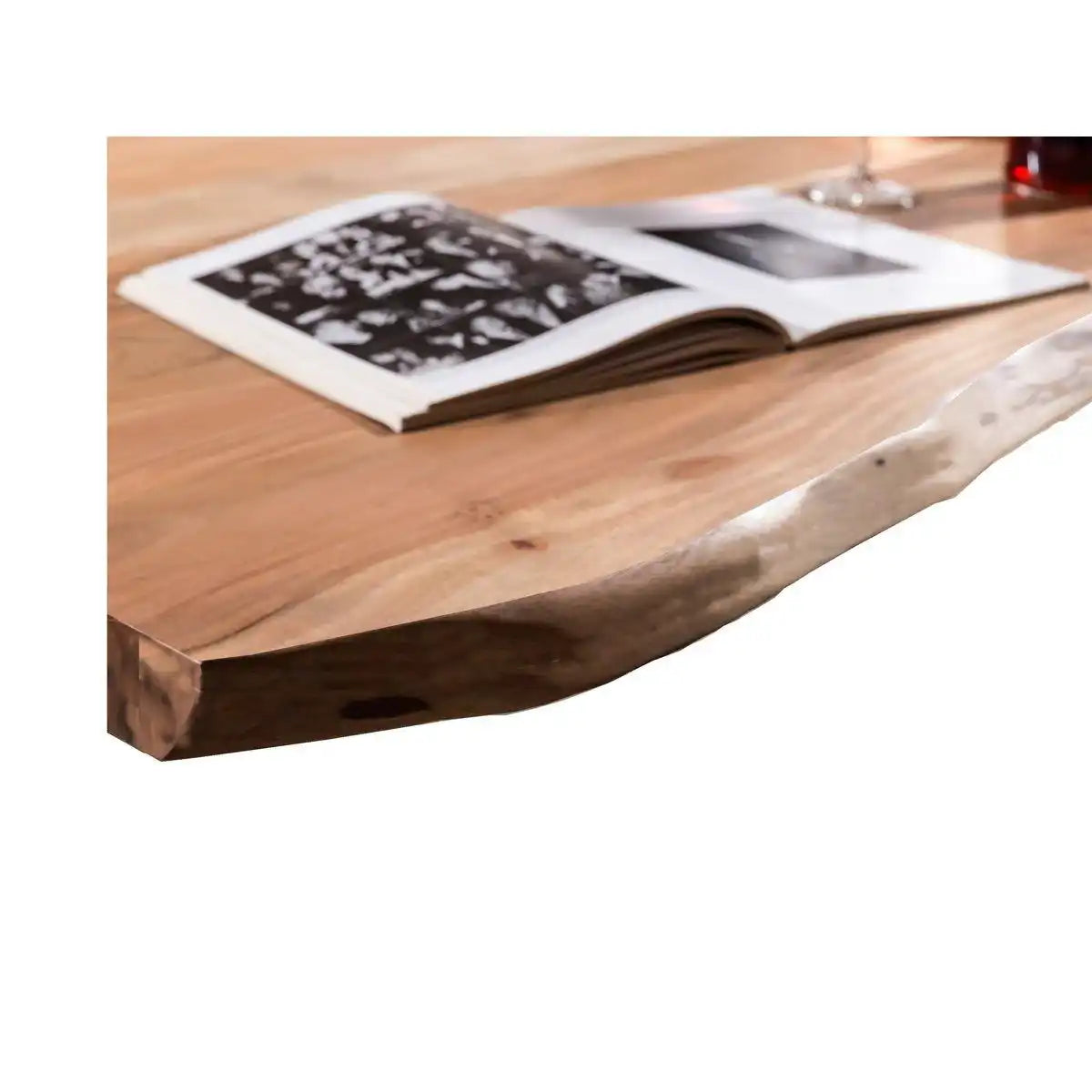Tisch 220 x 100 cm, Platte natur, Gestell schwarz - HomeDesign Knaus