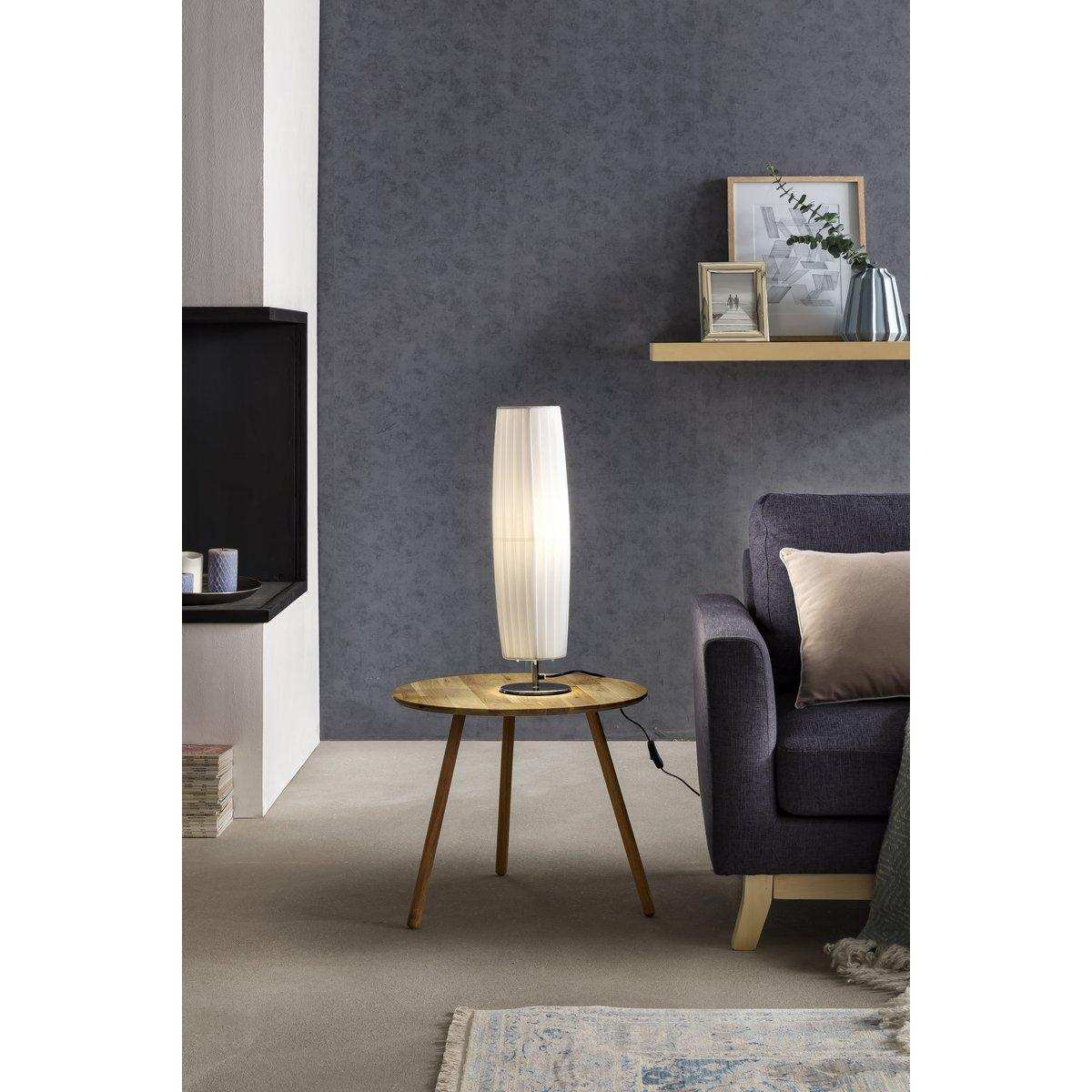 Tischlampe 60 cm rund weiß chrom - HomeDesign Knaus