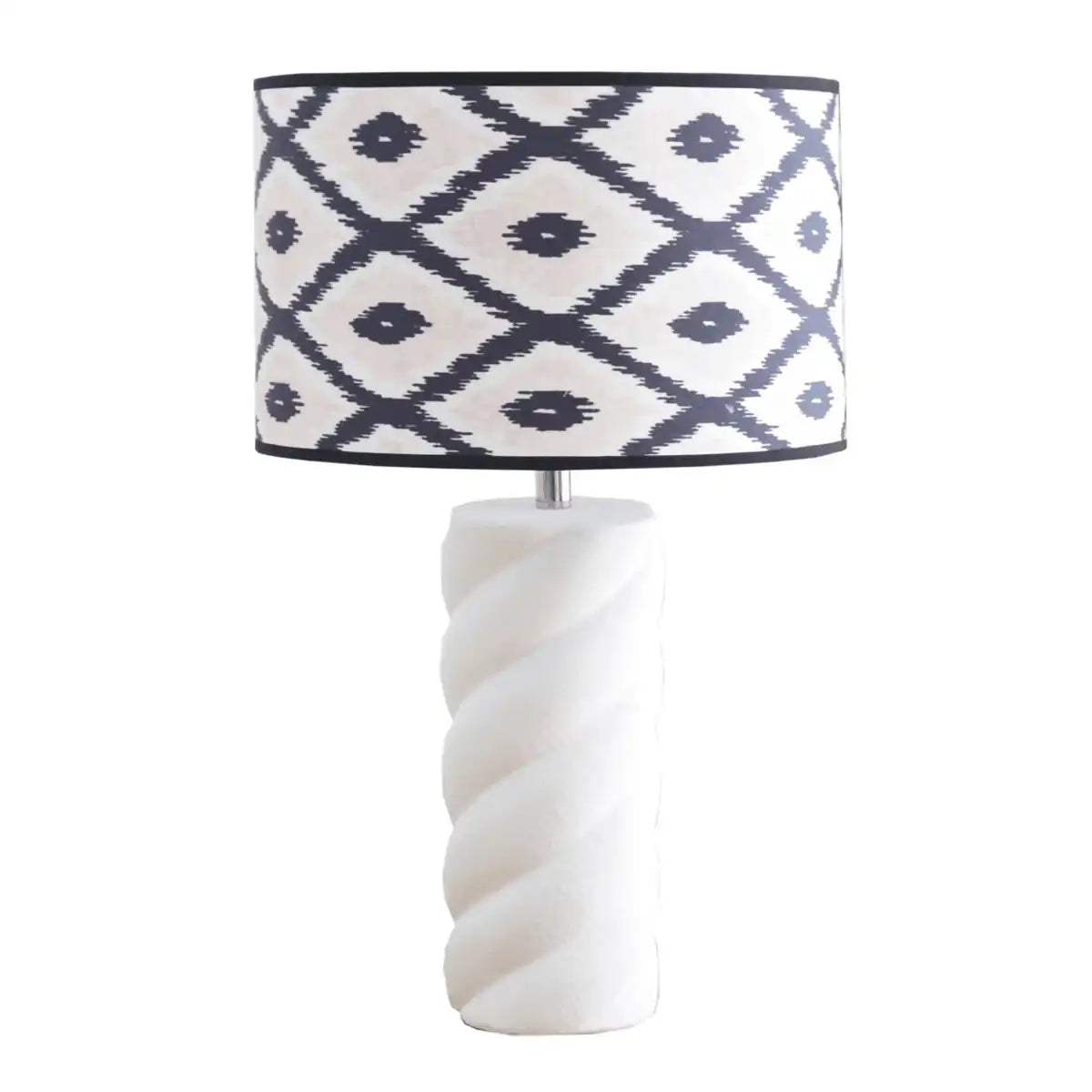 Tischlampe - Twisted Candy - Keramik -Weiß -E27-12x12x28cm - HomeDesign Knaus