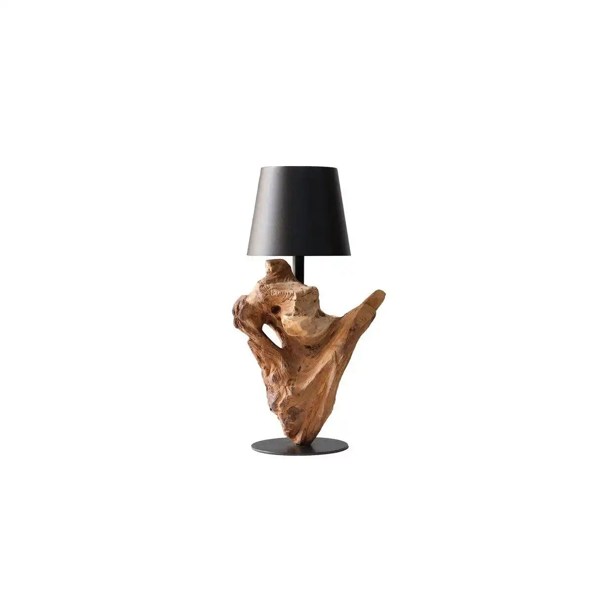Tischleuchte 29 cm Natur/Schwarz mit LED-Akku - HomeDesign Knaus