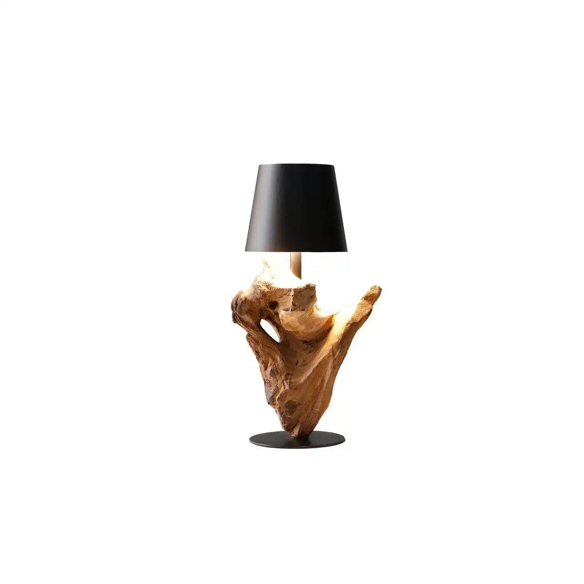 Tischleuchte 29 cm Natur/Schwarz mit LED-Akku - HomeDesign Knaus