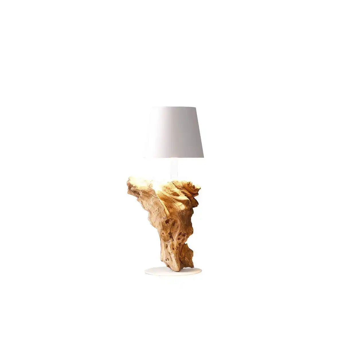 Tischleuchte 29 cm Natur/Weiß mit LED-Akku - HomeDesign Knaus