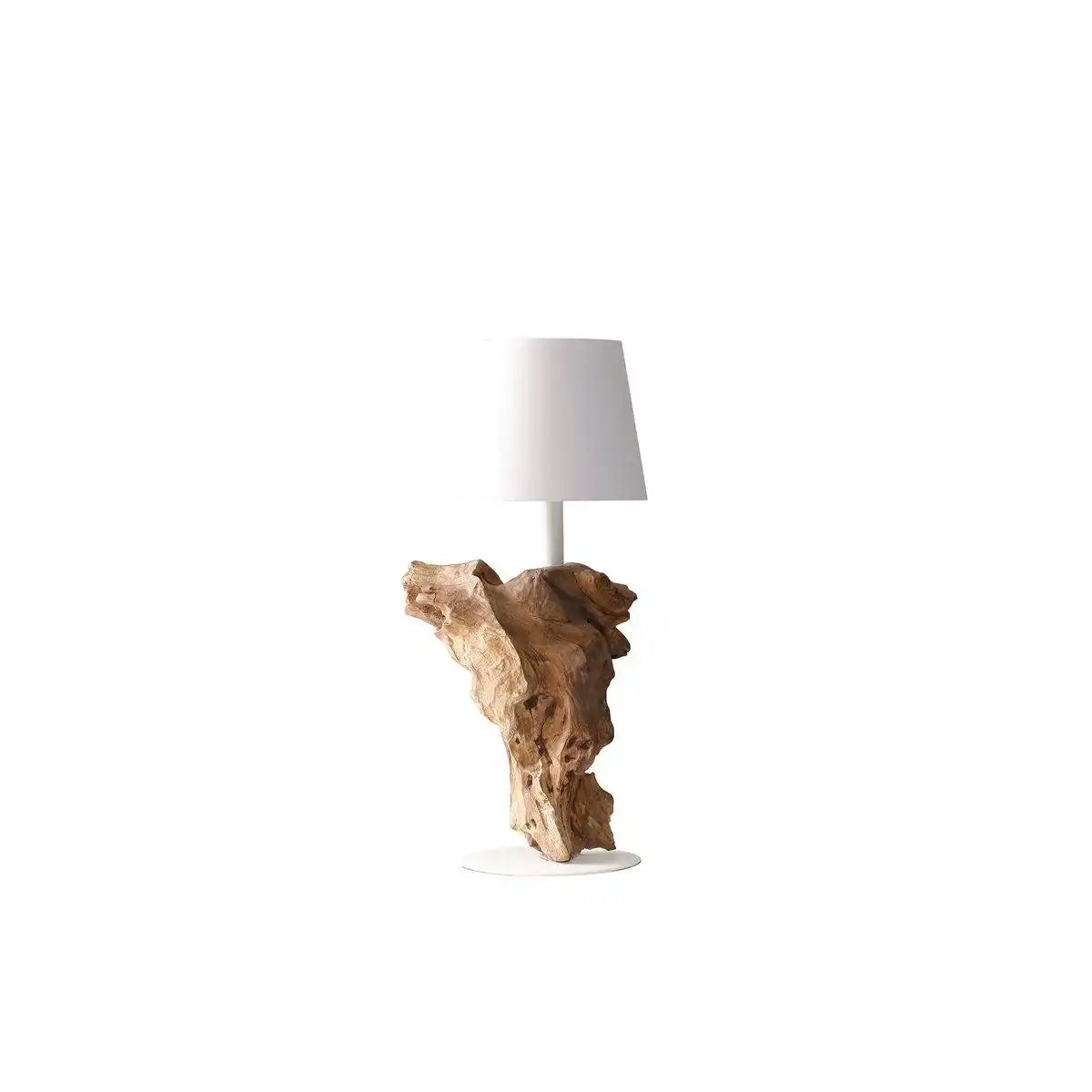 Tischleuchte 29 cm Natur/Weiß mit LED-Akku - HomeDesign Knaus
