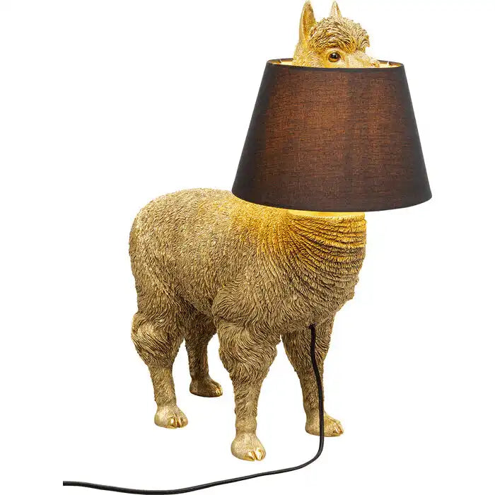 Tischleuchte Alpaca Figur Gold Polyester E27 - HomeDesign Knaus