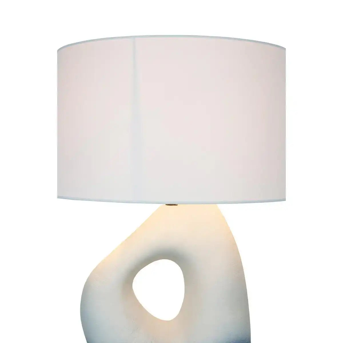 Tischleuchte Keramik/Leinen Blau/Weiß - HomeDesign Knaus