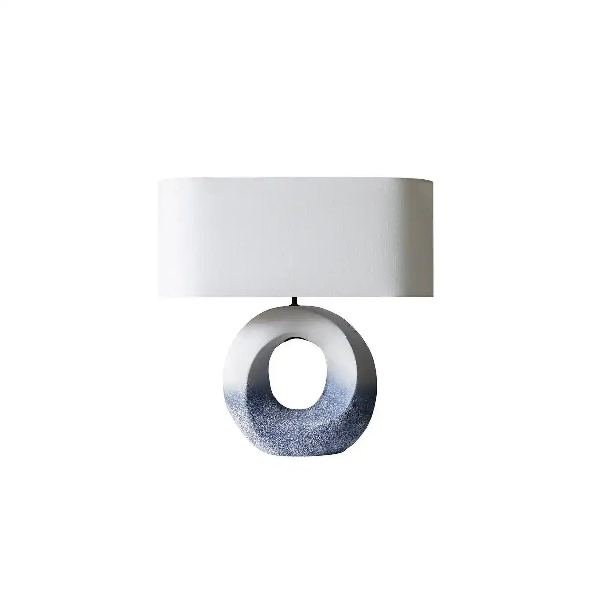Tischleuchte Keramik/Leinen Blau/Weiß - HomeDesign Knaus