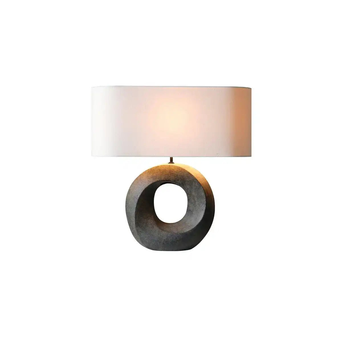 Tischleuchte Keramik/Leinen Grün/Beige - HomeDesign Knaus
