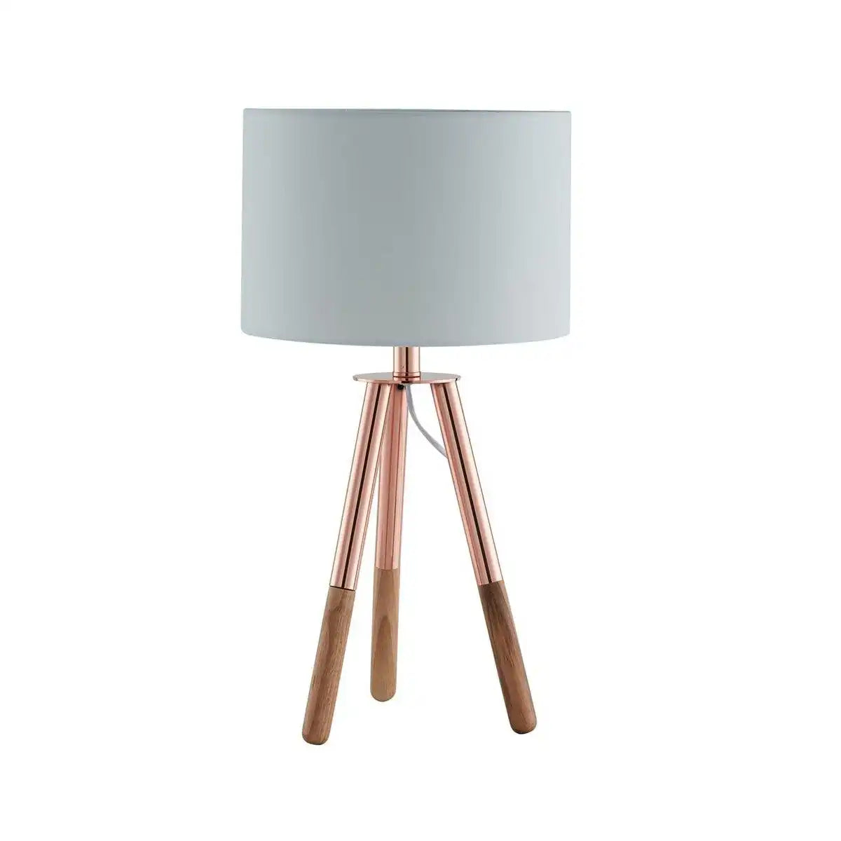 Tischleuchte mit Holzgestell und Stoffschirm Kupfer / Eiche - HomeDesign Knaus
