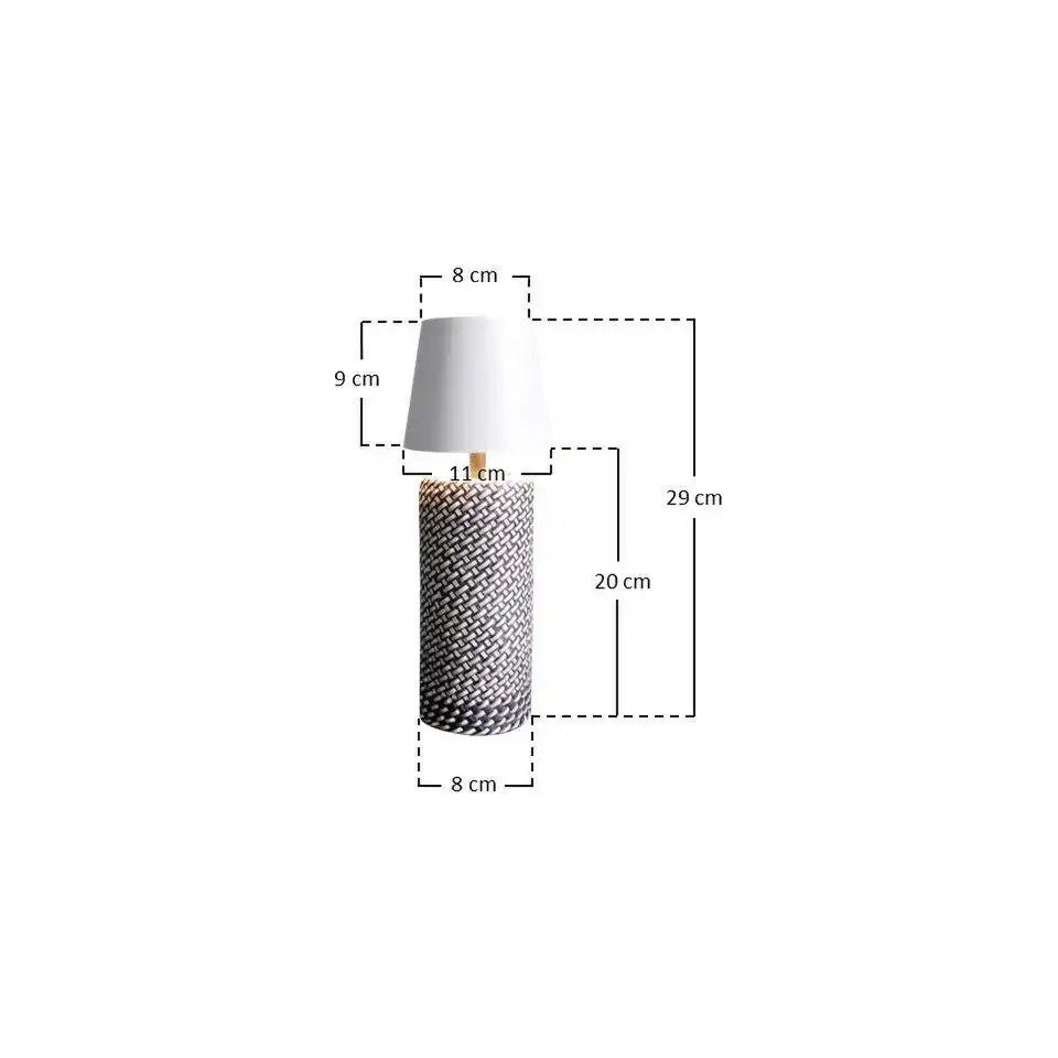 Tischleuchte Schwarz/Weiß 29 cm mit LED-Akku - HomeDesign Knaus
