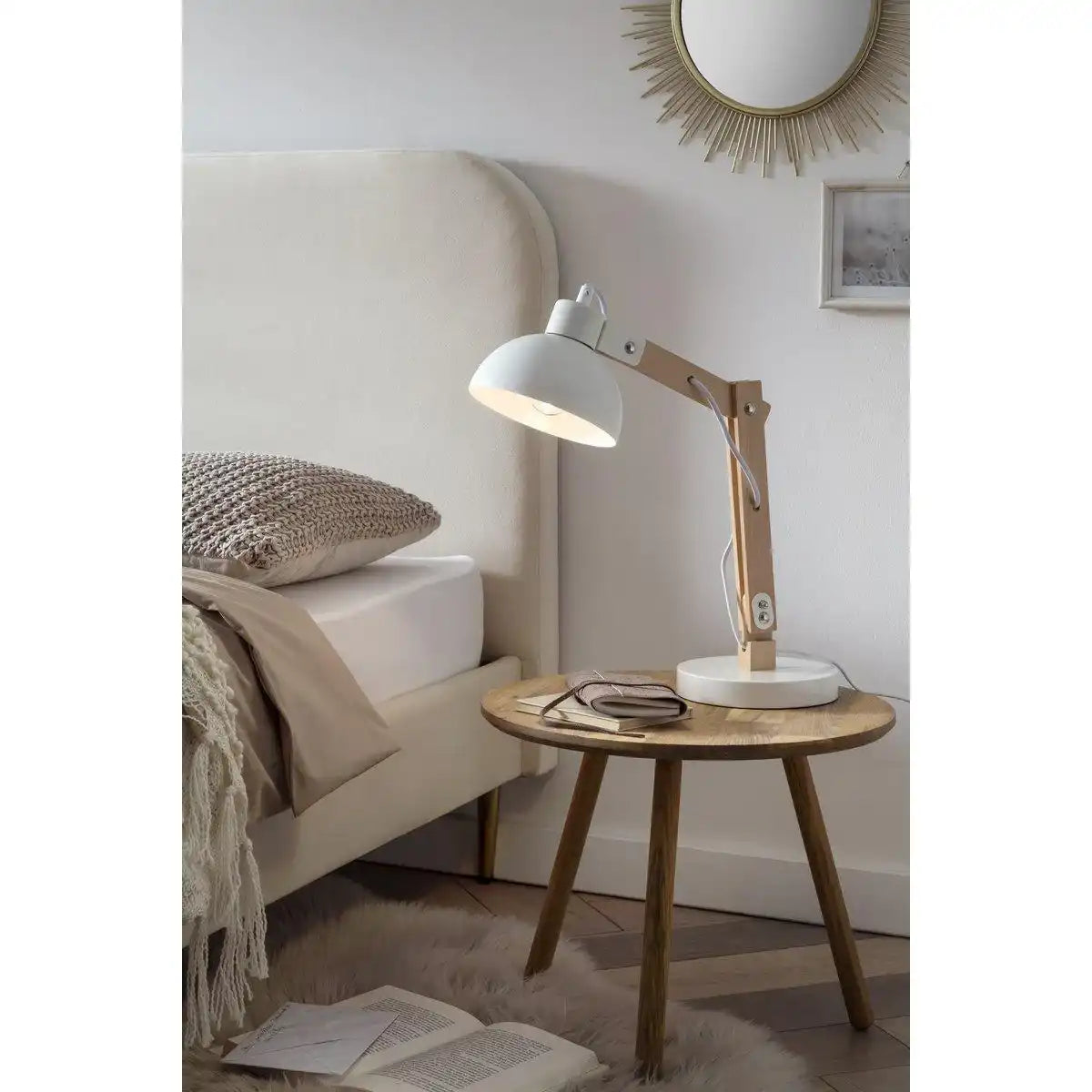 Tischleuchte skandinavisch Weiß/Natur - HomeDesign Knaus
