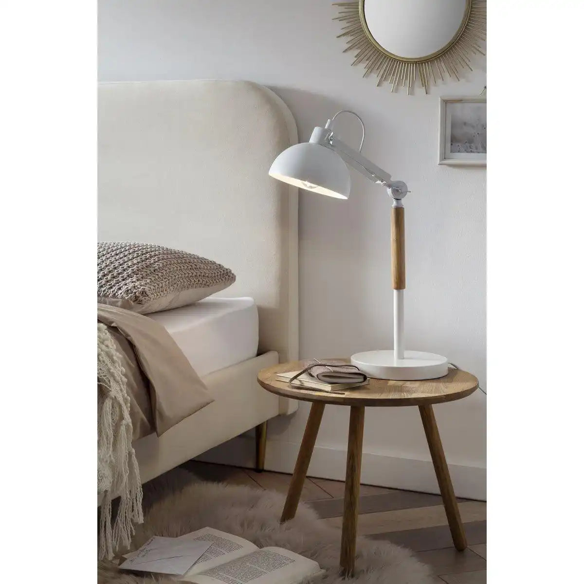 Tischleuchte skandinavisch Weiß/Natur - HomeDesign Knaus