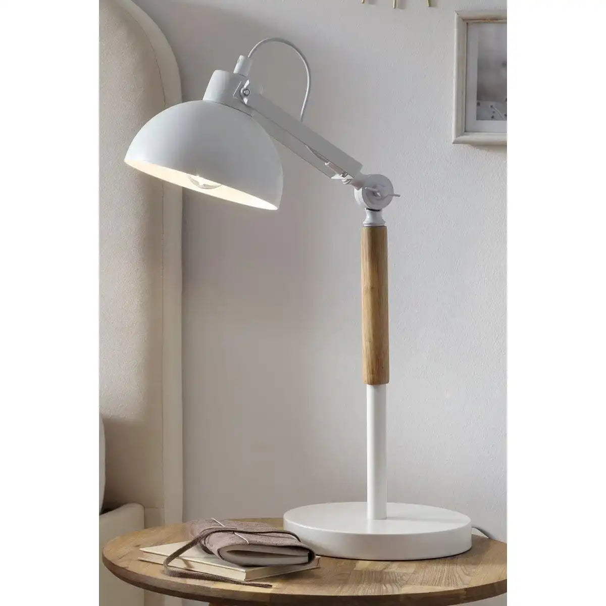 Tischleuchte skandinavisch Weiß/Natur - HomeDesign Knaus