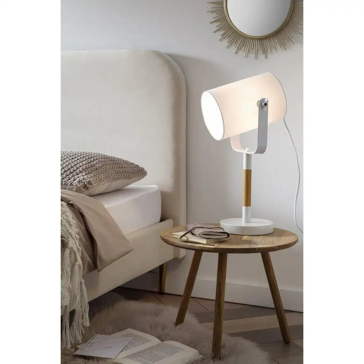 Tischleuchte skandinavisch Weiß/Natur - HomeDesign Knaus