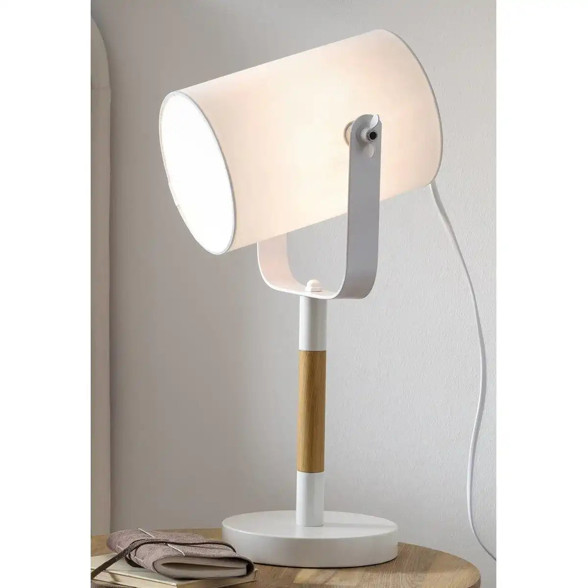 Tischleuchte skandinavisch Weiß/Natur - HomeDesign Knaus