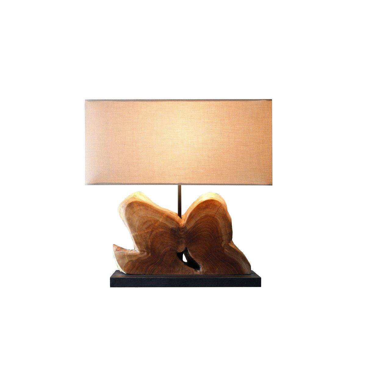 Tischleuchte Treibholz/Leinen Natur 50 cm - HomeDesign Knaus