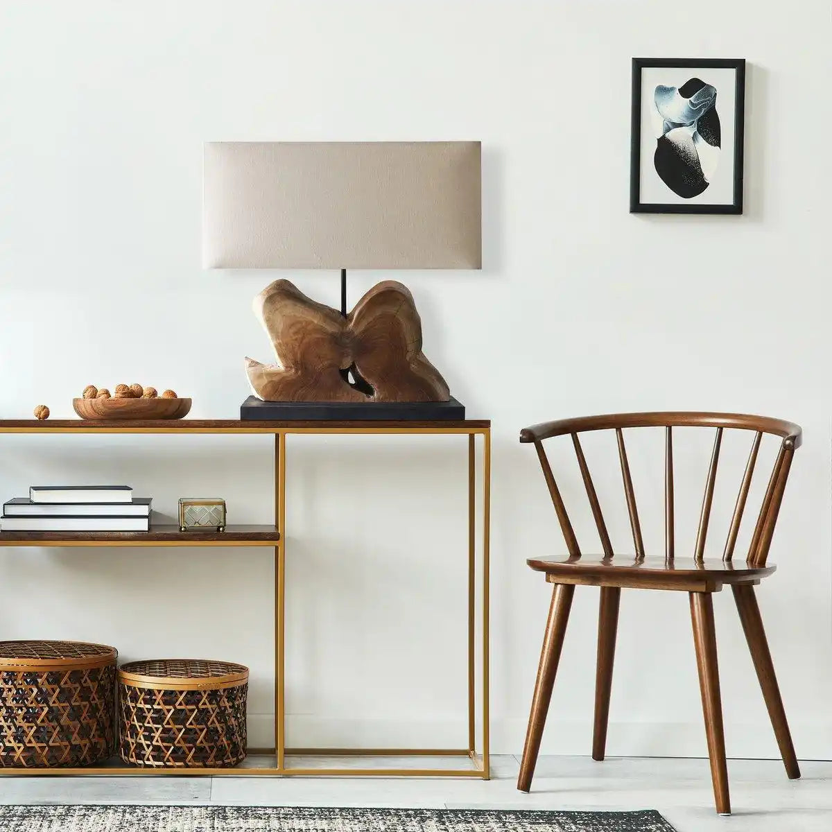 Tischleuchte Treibholz/Leinen Natur 50 cm - HomeDesign Knaus