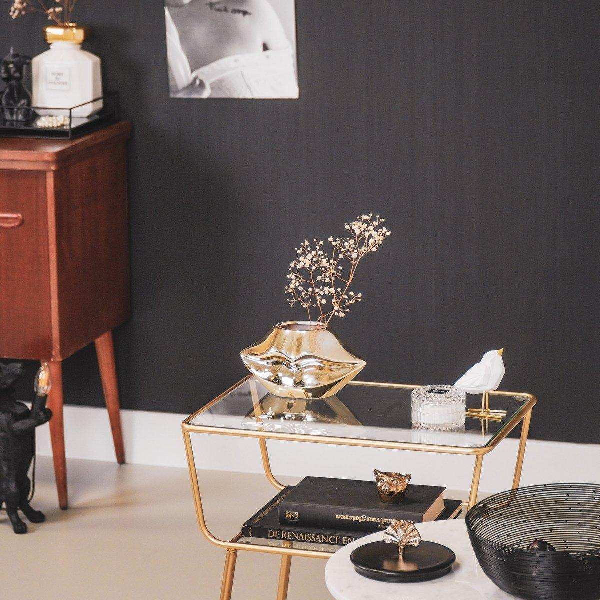 Topf - Lippe - Keramik - Gold - 21x19x11cm - HomeDesign Knaus