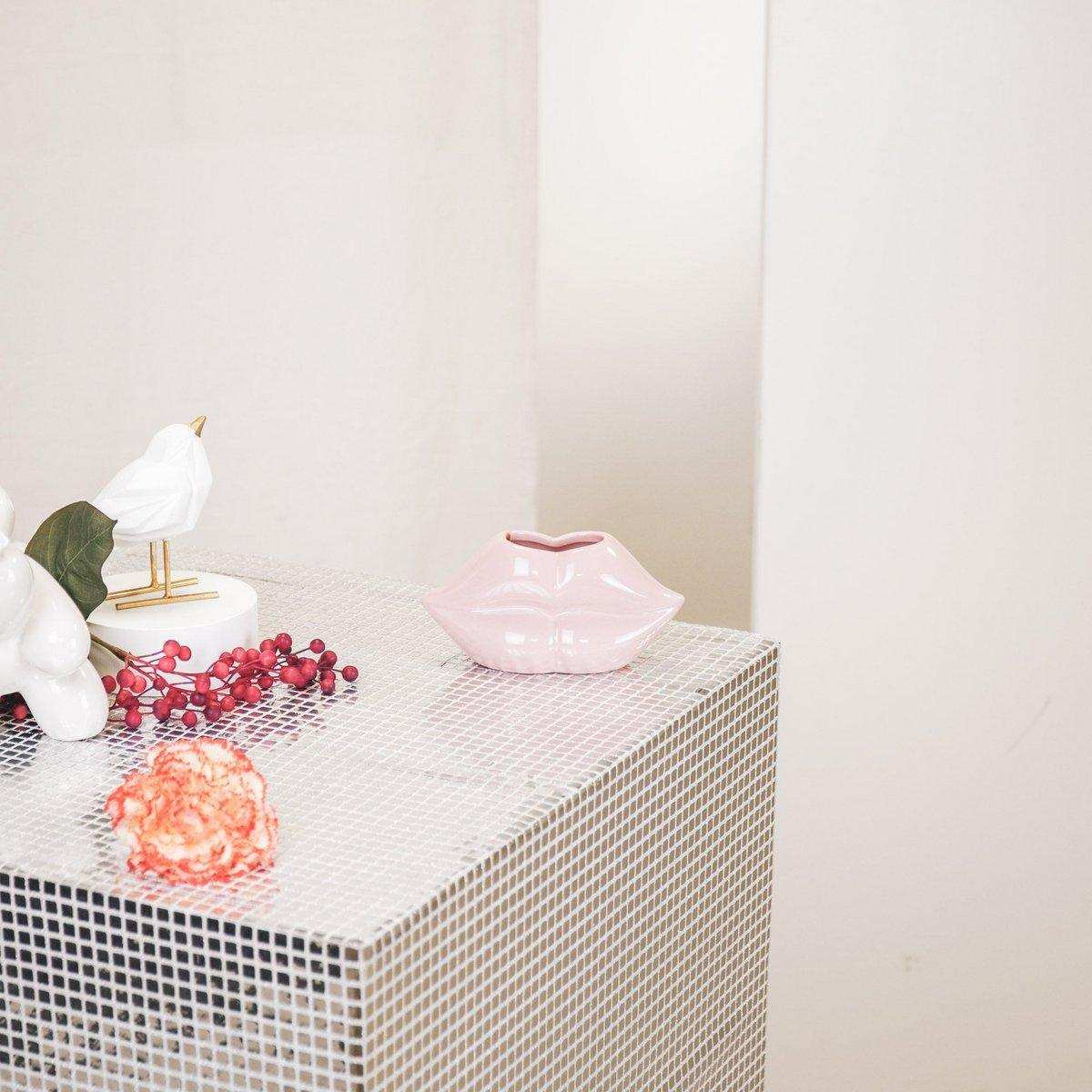 Topf - Lippe - Keramik - Hellrosa - 15,5x6,5x7,5cm - HomeDesign Knaus