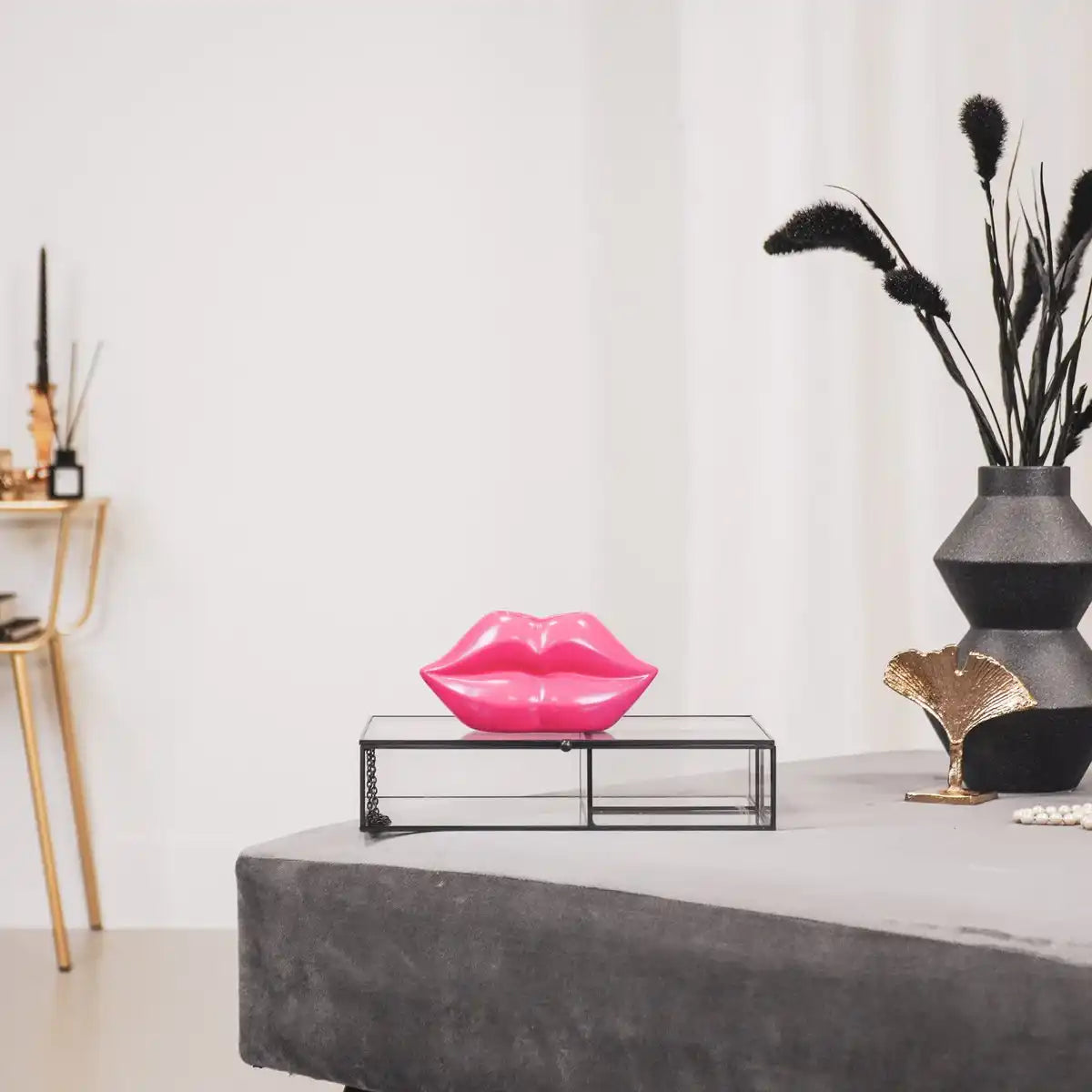 Topf - Lippe - Keramik - Neonrosa - 15,5x6,5x7,5cm - HomeDesign Knaus