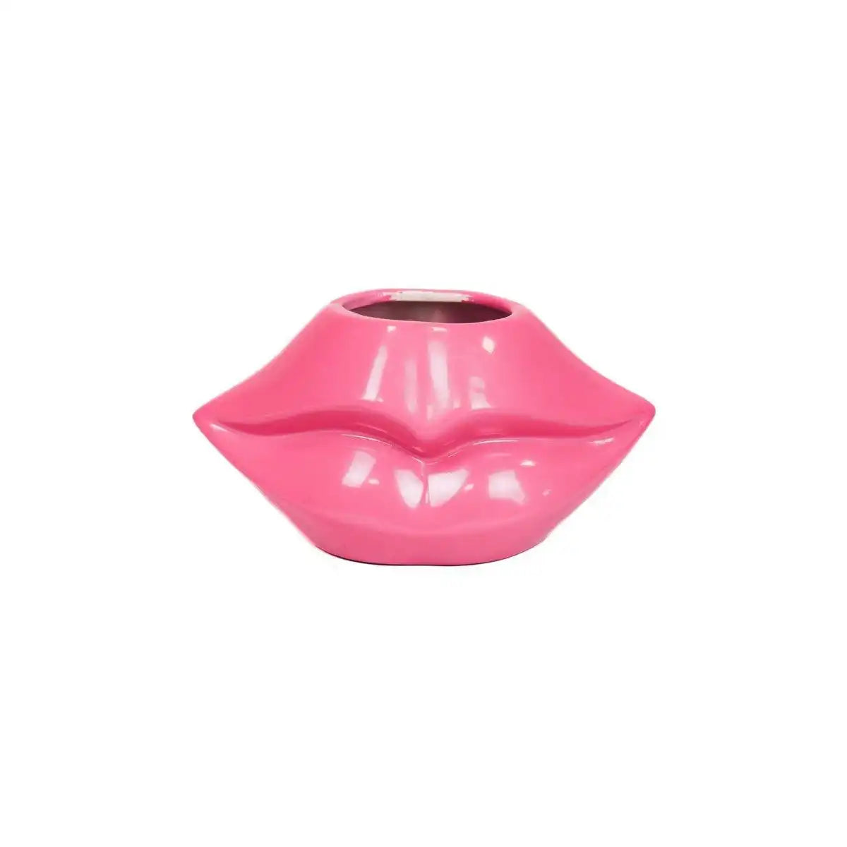 Topf - Lippe - Keramik - Neonrosa - 21x19x11cm - HomeDesign Knaus