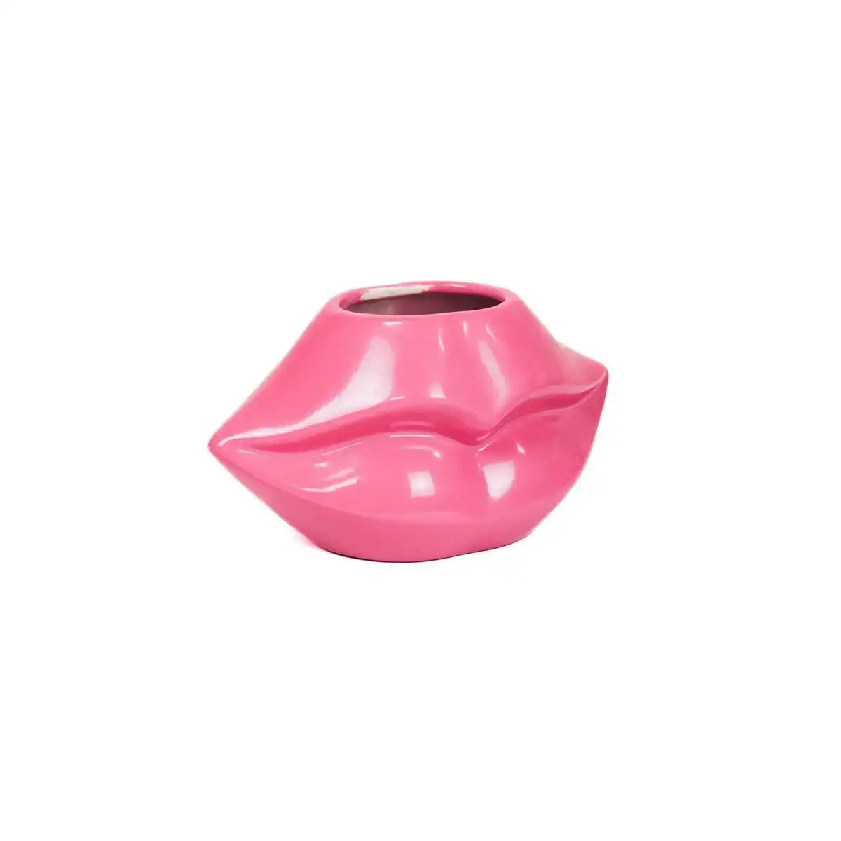 Topf - Lippe - Keramik - Neonrosa - 21x19x11cm - HomeDesign Knaus