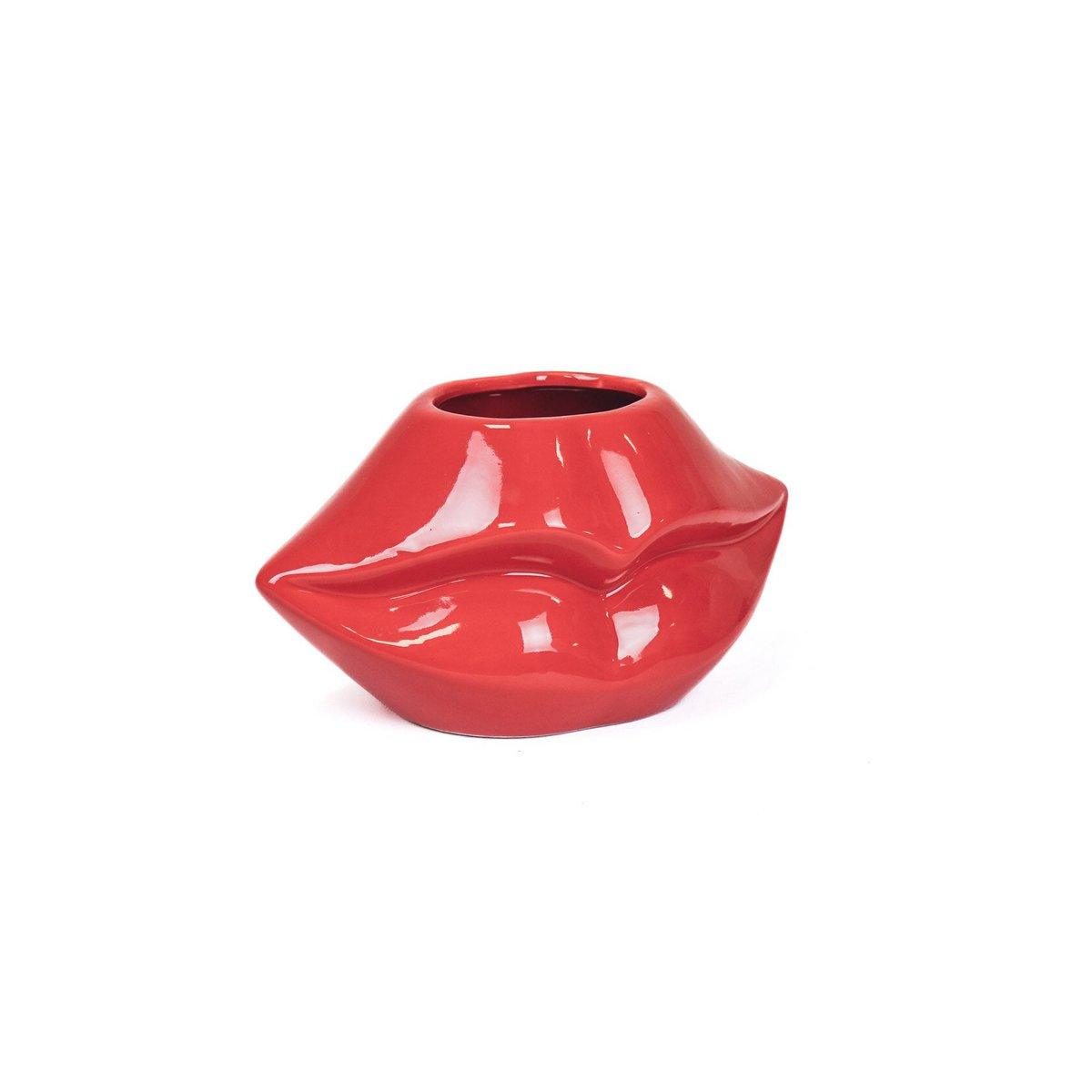 Topf - Lippe - Keramik - Rot - 21x19x11cm - HomeDesign Knaus