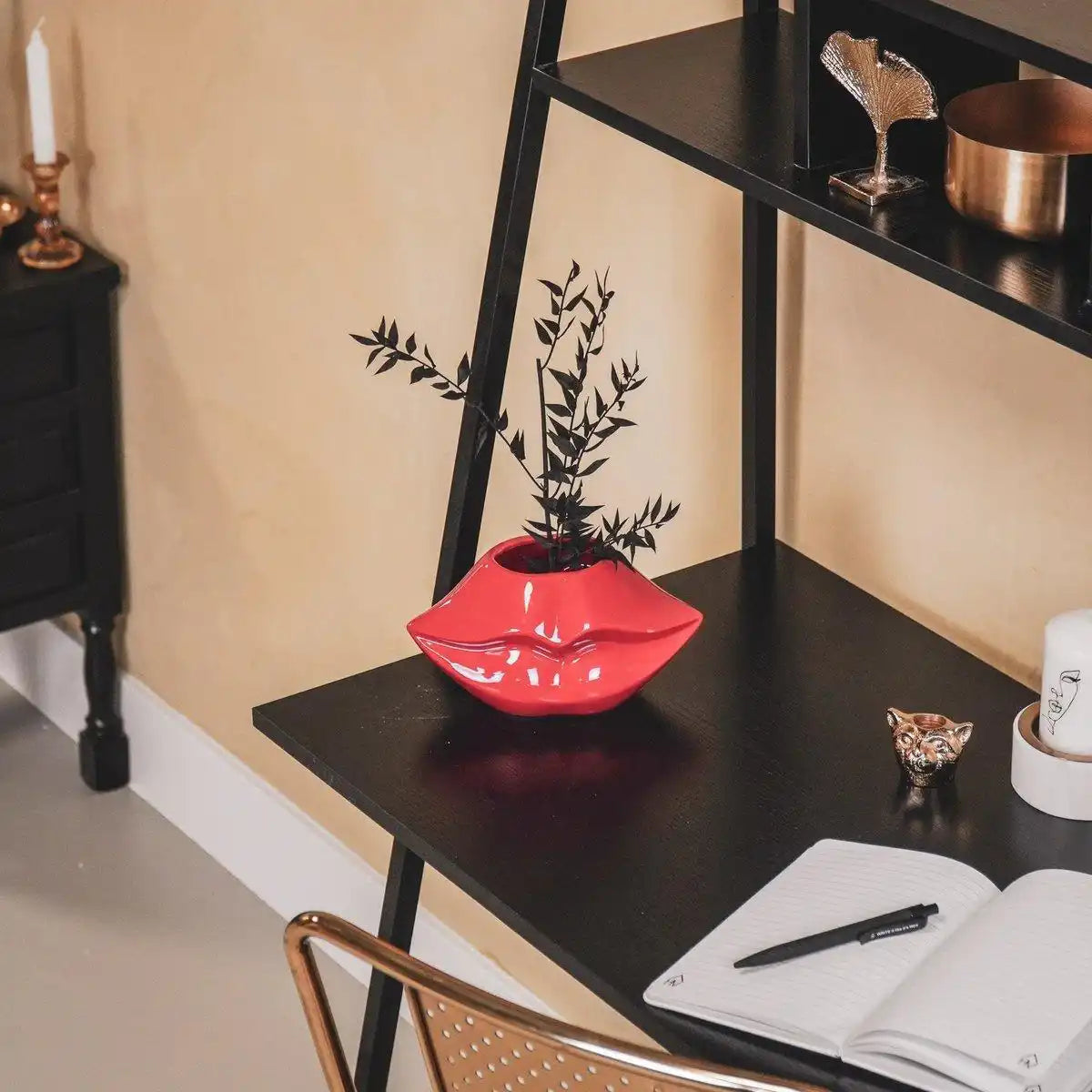 Topf - Lippe - Keramik - Rot - 21x19x11cm - HomeDesign Knaus