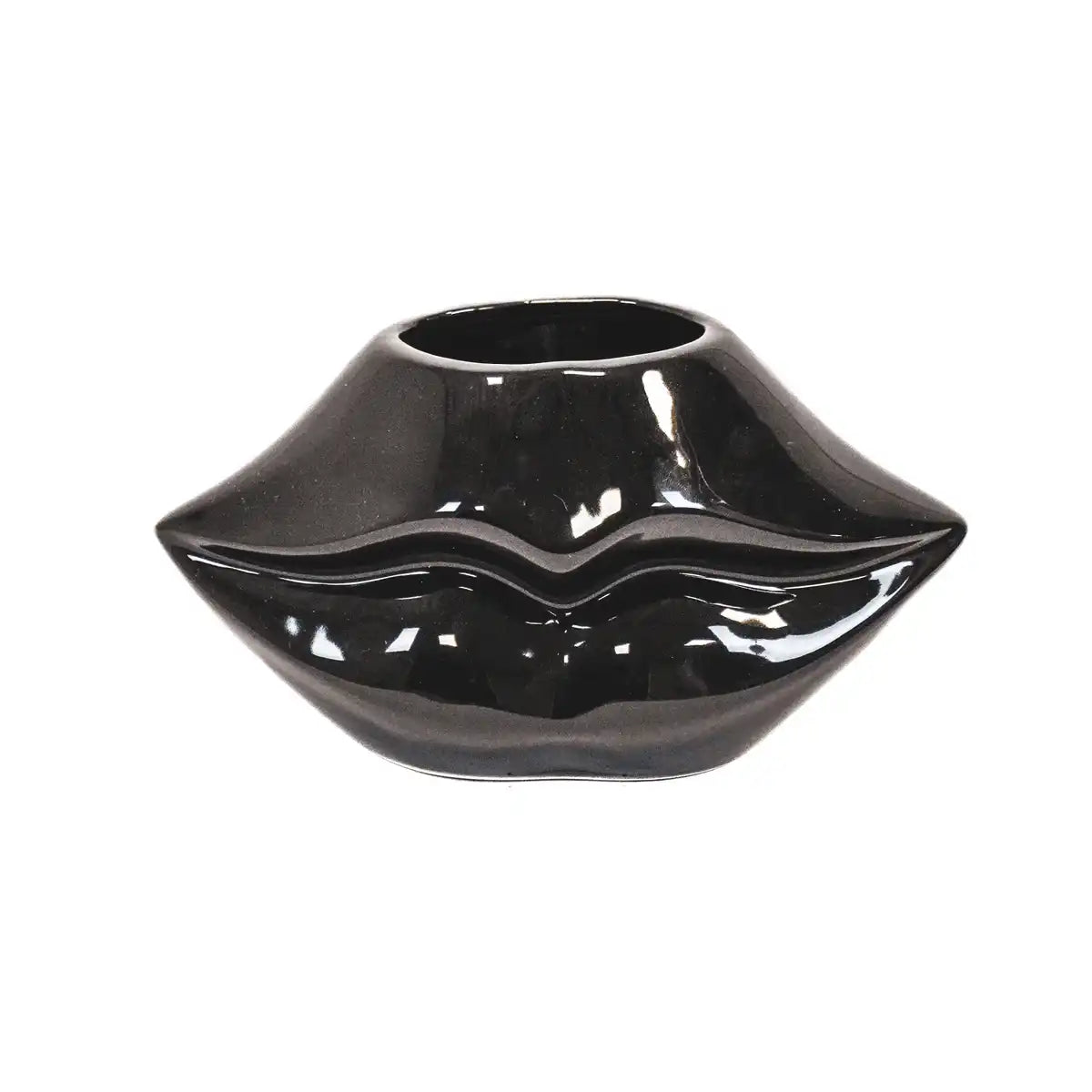 Topf - Lippe - Keramik - Schwarz - 21x19x11cm - HomeDesign Knaus