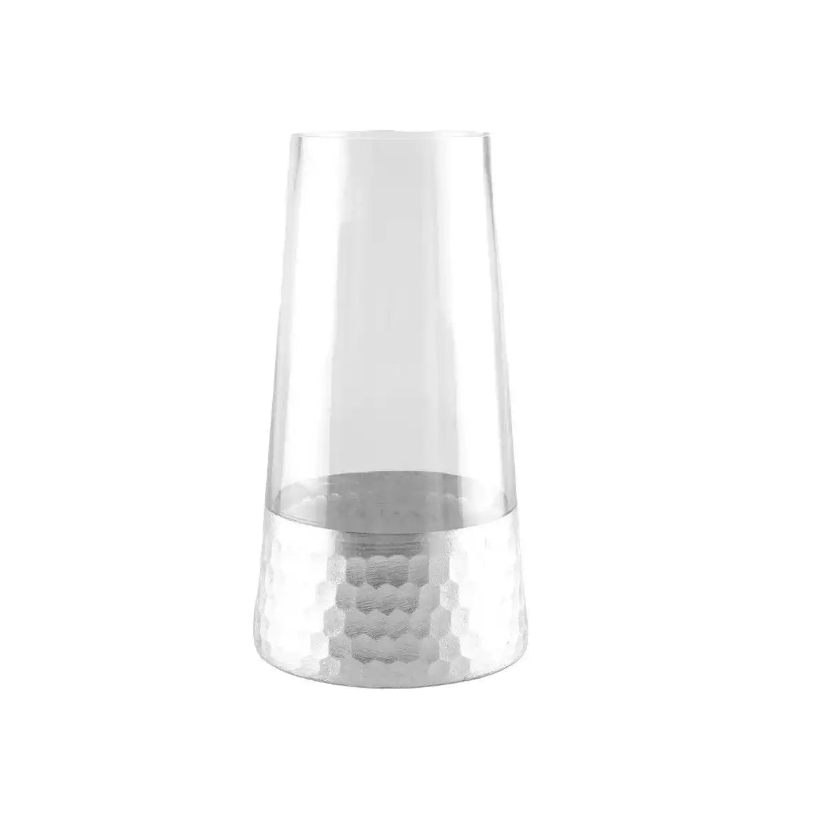 Transparente und silberne konische Vase H22CM - HomeDesign Knaus