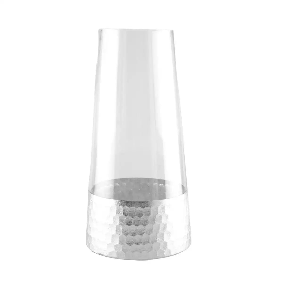 Transparente und silberne konische Vase H28CM - HomeDesign Knaus