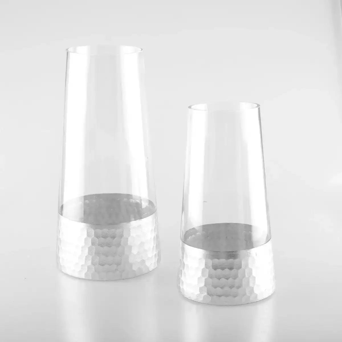 Transparente und silberne konische Vase H28CM - HomeDesign Knaus