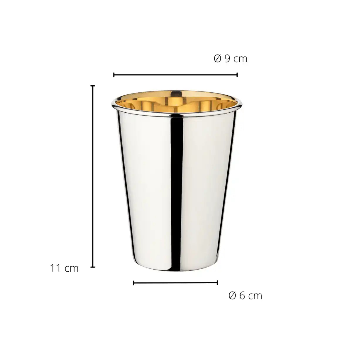 Trinkbecher Silberbecher Salta, schwerversilbert, innen Goldoptik (Messing poliert), Höhe 12 cm - HomeDesign Knaus