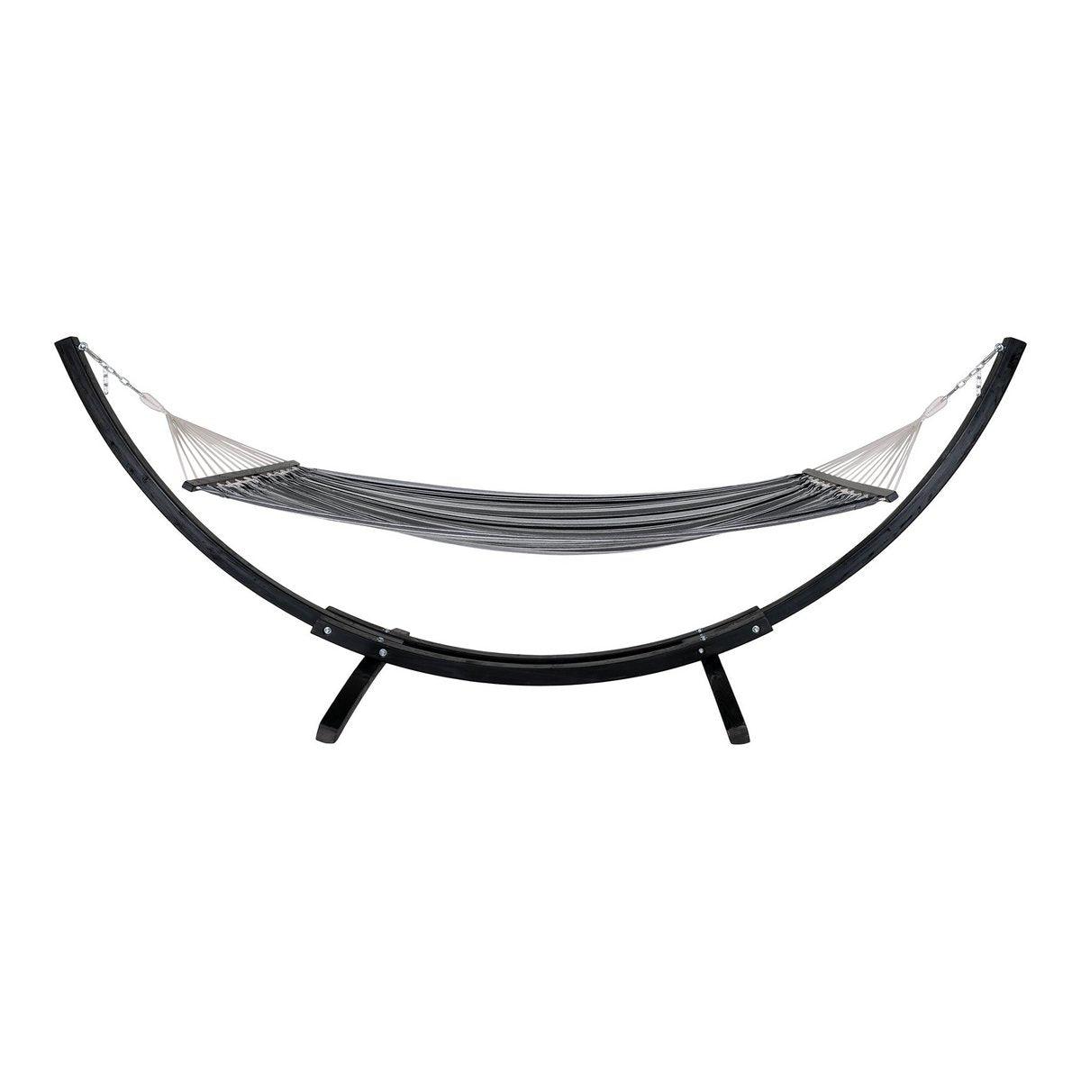 Tripoli Hammock – Hängematte auf Holzständer, Lärche, Polyester/Baumwolle, schwarz/grau/weiß - HomeDesign Knaus